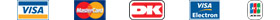 Visa, Mastercard, Dankort, Visa Electron, JCB