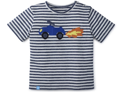 Baby T-shirt 92/98, Junior Beetle, Blå/Hvid (UDGÅET)