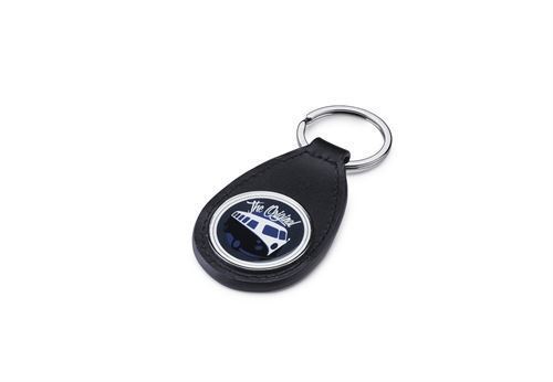 VW Nøglering, T1 logo, læder, mørkeblå,
