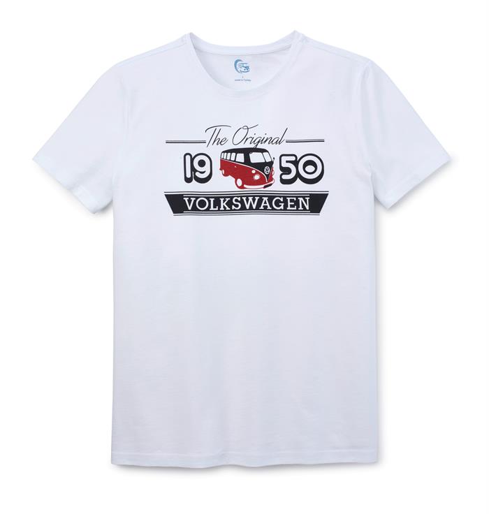 Herre T-shirt, Medium, T1 Heritage, i hvid (UDSOLGT PÅ SHOPPEN)